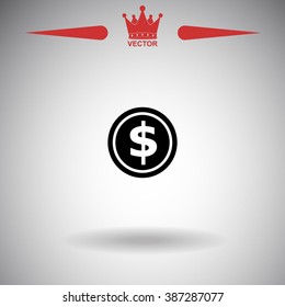 Coin icon, vector illustration.