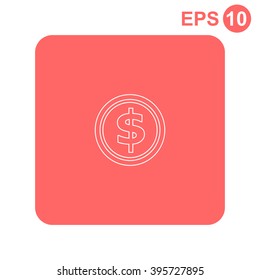 Coin icon, vector illustration.