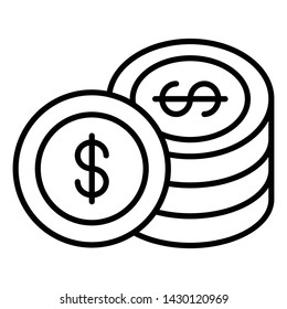 Coin Icon, Vector Illustration, Business Outline