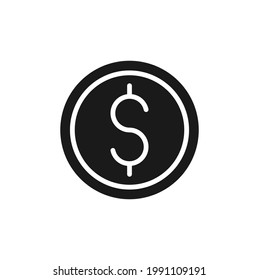 Coin icon Vector Illustration. Dollar Money Coin icon vector design concept for Payment, Finance, Currency and Trading Business. Money Coins vector icon flat design for website, symbol, sign, App UI