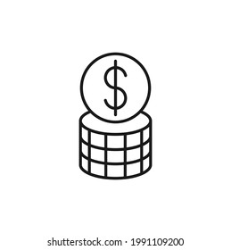Coin icon Vector Illustration. Dollar Money Coin icon vector design concept for Payment, Finance, Currency and Trading Business. Money Coins vector icon flat design for website, symbol, sign, App UI