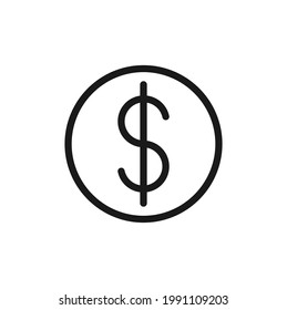 Coin icon Vector Illustration. Dollar Money Coin icon vector design concept for Payment, Finance, Currency and Trading Business. Money Coins vector icon flat design for website, symbol, sign, App UI