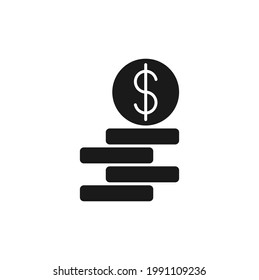 Münzsymbol Vektor Illustration. Dollar Money Coin Symbol Vektordesign Konzept für Payment, Finance, Currency und Trading Business. Money Coins Vektorsymbol flach für Website, Symbol, Zeichen, App UI