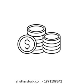 Ilustración vectorial de icono de moneda. Concepto de diseño vectorial del icono Moneda en Dólar para Pagos, Finanzas, Moneda y Comercio. Diseño plano vectorial de monedas de dinero para sitio web, símbolo, signo, interfaz de usuario de la aplicación