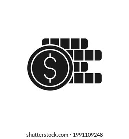 Coin icon Vector Illustration. Dollar Money Coin icon vector design concept for Payment, Finance, Currency and Trading Business. Money Coins vector icon flat design for website, symbol, sign, App UI