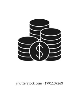Coin icon Vector Illustration. Dollar Money Coin icon vector design concept for Payment, Finance, Currency and Trading Business. Money Coins vector icon flat design for website, symbol, sign, App UI