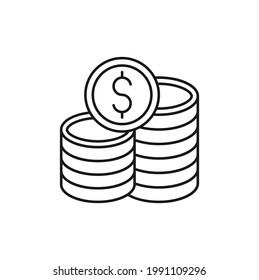 Coin icon Vector Illustration. Dollar Money Coin icon vector design concept for Payment, Finance, Currency and Trading Business. Money Coins vector icon flat design for website, symbol, sign, App UI