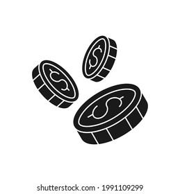 Coin icon Vector Illustration. Dollar Money Coin icon vector design concept for Payment, Finance, Currency and Trading Business. Money Coins vector icon flat design for website, symbol, sign, App UI