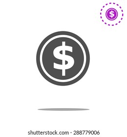 coin icon, vector illustration. Flat design style