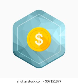 Coin icon, vector illustration. Flat design style with long shadow,eps10