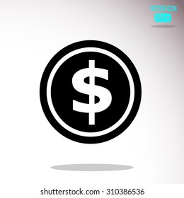 coin icon, vector illustration. Flat design style
