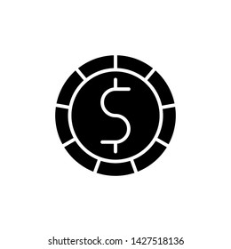 Coin icon vector illustration, isollated line style simple 
emblem, dollor coin game . money logo template sign