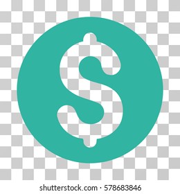 Coin icon. Vector illustration style is flat iconic symbol, cyan color, transparent background. Designed for web and software interfaces.