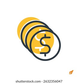 Ilustración vectorial del icono de la moneda. símbolo de la moneda aislado en fondo blanco