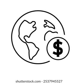 coin icon. vector International money Global Finance for Banking and Economy. outline design style. template design