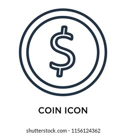Coin icon vector isolated on white background, Coin transparent sign , line symbol or linear element design in outline style