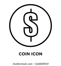 Coin icon vector isolated on white background, Coin transparent sign , line or linear sign, element design in outline style