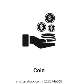 Coin icon vector isolated on white background, logo concept of Coin sign on transparent background, filled black symbol