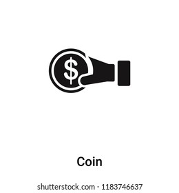 Coin icon vector isolated on white background, logo concept of Coin sign on transparent background, filled black symbol