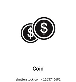 Coin icon vector isolated on white background, logo concept of Coin sign on transparent background, filled black symbol