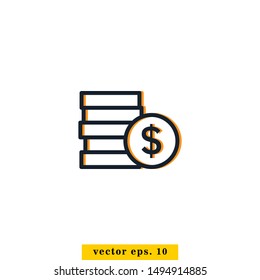 Coin Icon Vector Logo Design Template