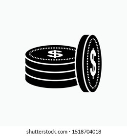 Coin Icon - Vector, Sign and Symbol for Design, Presentation, Website or Apps Elements. 