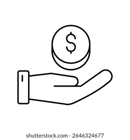 coin icon with white background vector stock illustration