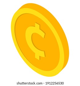 Coin icons. Cent and centavo coin . Currency symbols in isometric 3d style. Vector illustration
