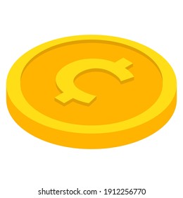 Coin icons. Cent and centavo coin . Currency symbols in isometric 3d style. Vector illustration
