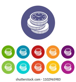 Coin icons color set vector for any web design on white background