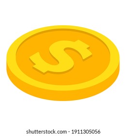 Coin icons. Dollar coin. Currency symbols in isometric, 3D style. Vector illustration