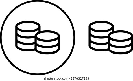 Coin icons. Money silhouette icon on a white background. Vector illustration of coins in a flat style. Icons for design, website. Professional icons are optimized for large and small resolutions.