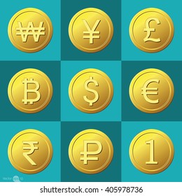 Coin icons set