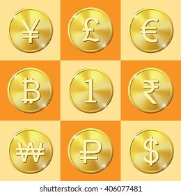 Coin icons set