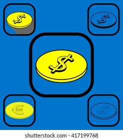 Coin icons set