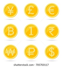 Coin icons set