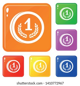 Coin icons set collection vector 6 color isolated on white background