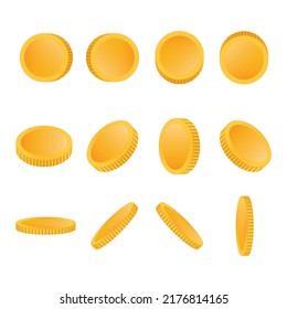 Coin Illustration Set Background White