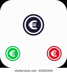 Coin Illustration set. Blue, green, red icon.