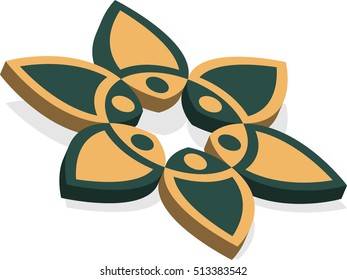 Coin with the image of flower. Isolated on a white background