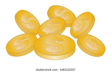 Coin image (US dollar) / Vector image of Internet material