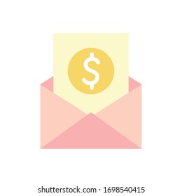 Coin inside envelope as donation symbol flat style icon design of Humanity help cooperation together unity support covid 19 theme Vector illustration