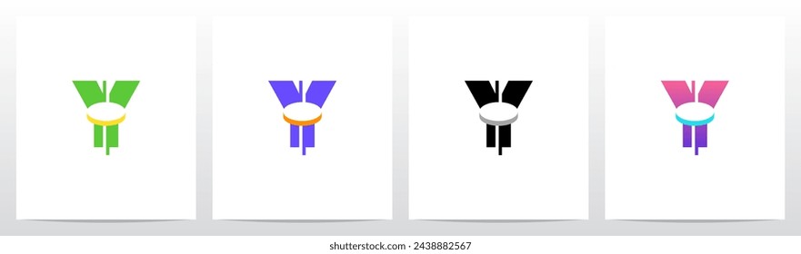 Coin Inside Letter Initial Logo Design Y
