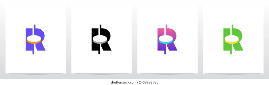 Coin Inside Letter Initial Logo Design R 