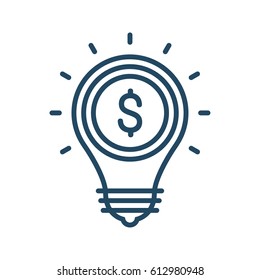 Coin inside Light Bulb vector icon meaning Investment in Innovation 