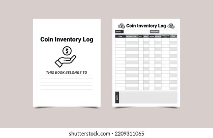 coin inventory log KDP Interior design. Printable logbook