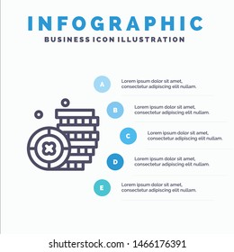 Coin, Ireland, Money Line icon with 5 steps presentation infographics Background. Vector Icon Template background
