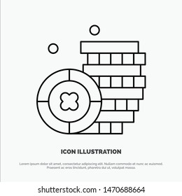 Coin, Ireland, Money Line Icon Vector. Vector Icon Template background