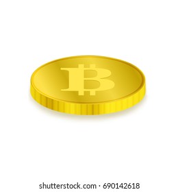 Coin isolated on white background. Bitcoin concept. Cryptocurrency icon. Financial success symbol. Mining sign. Virtual currency. Vector illustration.