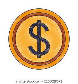 Coin isolated symbol scribble pop colors